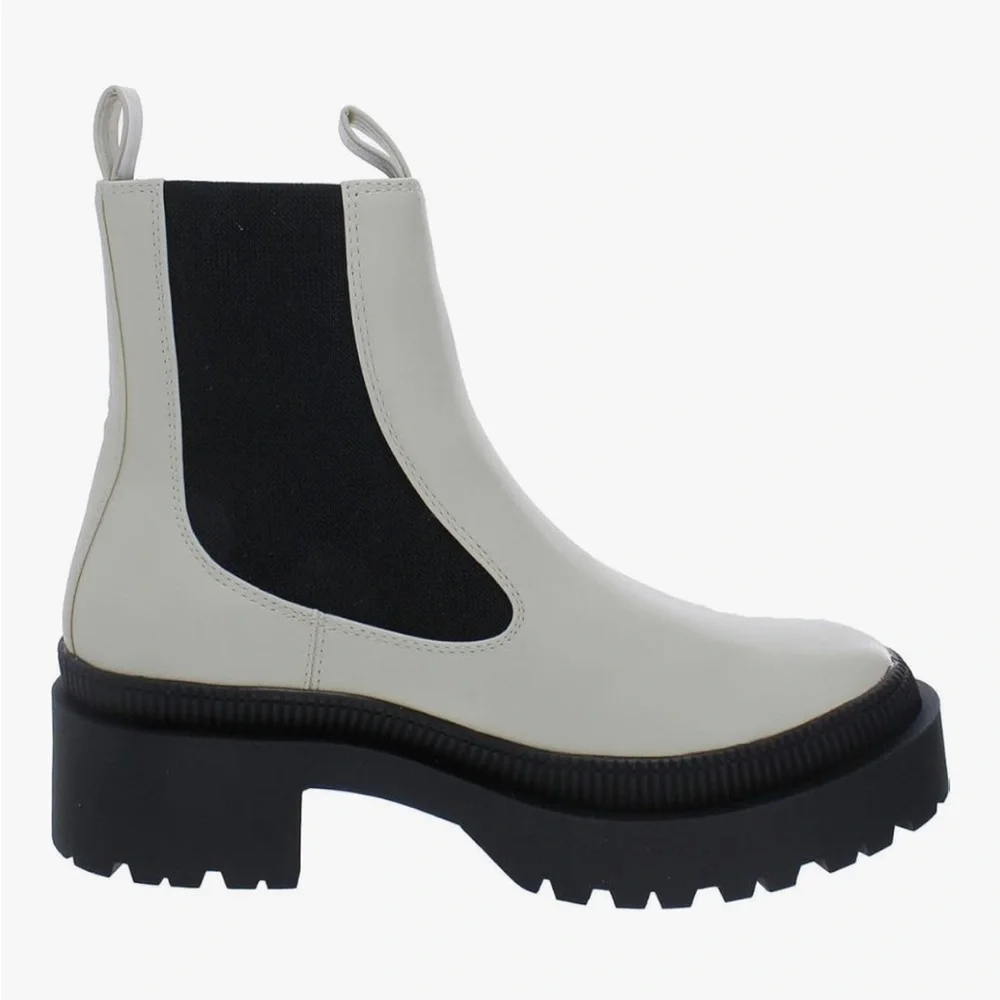 BCBG Paris Black and Cream Ankle Boots